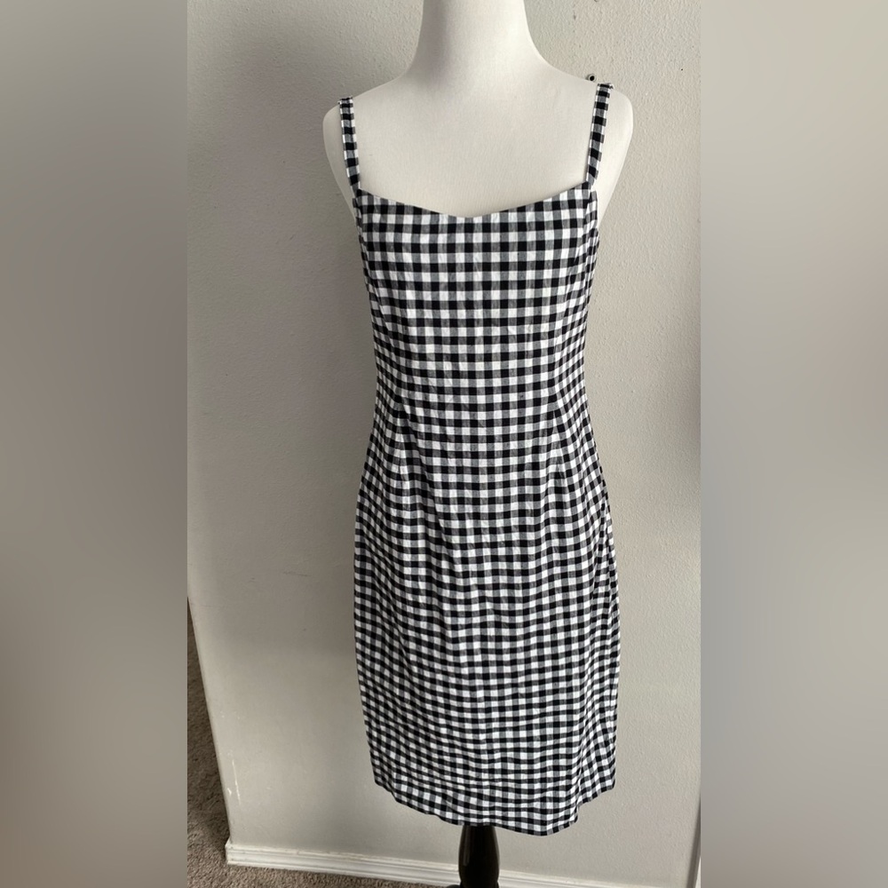 J. Crew Strapless Black and White Gingham Dress Sz 4 Small